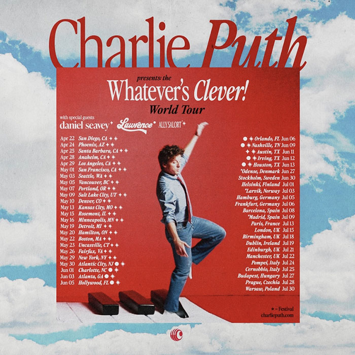 Charlie Puth announces ‘Whatever’s Clever’ World Tour Charlie Puth