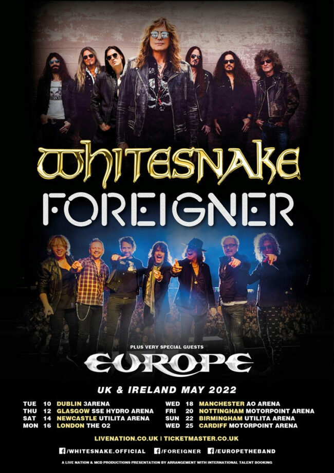 Whitesnake, Foreigner, Europe, Tour, Music News, TotalNtertainment